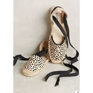 Anthropologie Soludos Leopard Dot Espadrille Flat Sandals